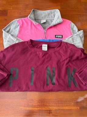 Victoria’s Secret PINK Long Sleeve Sweatshirt & Thermal 2 Shirts Bundle XS